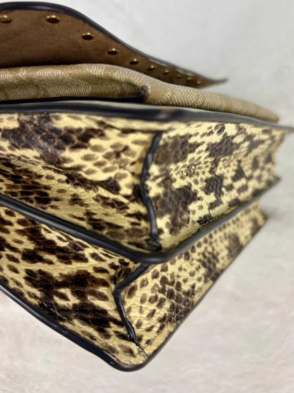 Coach Mini Klare Crossbody With Rivets and Snake-Embossed Leather Trim and Charm